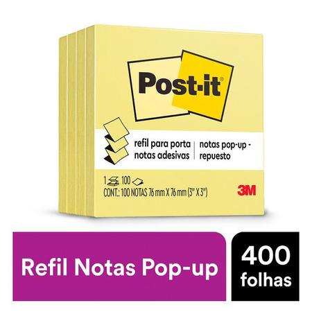 Imagem de POST-IT Refil 76 MM X 76 MM 4 Blocos 100 Folhas Cada 3M