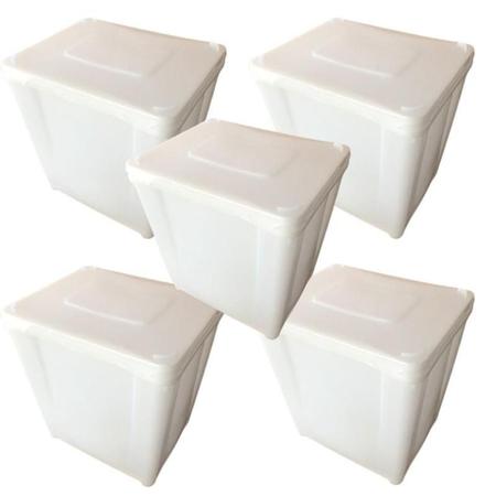 Pote Branco Com Tampa - Kit 05 Peças - Np Embalagens Imagem de Pote Branco Com Tampa - Kit 05 Peças