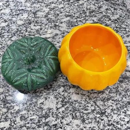 Imagem de Pote Compoteira Moranga Moranguinha Laranja Cerâmica 500 Ml