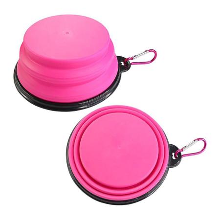 Imagem de Pote De Água 350Ml Retrátil Rosa / Vermelho Bebedouro Pets