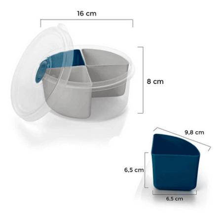 Pote De Marmita Almoço Fitness 1l 4 Divisórias Azul Petróleo - Plasvale Imagem de Pote De Marmita Almoço Fitness 1l 4 Divisórias Azul Petróleo