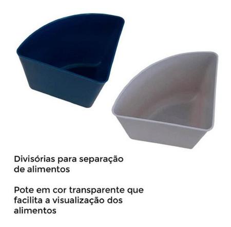 Pote De Marmita Almoço Fitness 1l 4 Divisórias Azul Petróleo - Plasvale Imagem de Pote De Marmita Almoço Fitness 1l 4 Divisórias Azul Petróleo