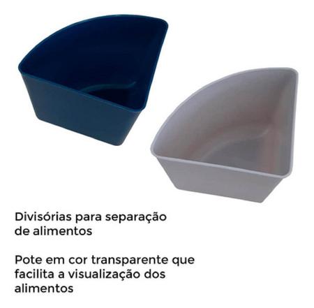 Pote De Marmita Almoço Fitness 1l 4 Divisórias Azul Petróleo - Plasvale Imagem de Pote De Marmita Almoço Fitness 1l 4 Divisórias Azul Petróleo