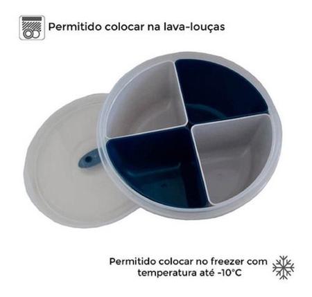 Pote De Marmita Almoço Fitness 1l 4 Divisórias Azul Petróleo - Plasvale Imagem de Pote De Marmita Almoço Fitness 1l 4 Divisórias Azul Petróleo