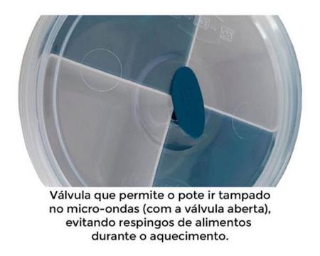 Pote De Marmita Almoço Fitness 1l 4 Divisórias Azul Petróleo - Plasvale Imagem de Pote De Marmita Almoço Fitness 1l 4 Divisórias Azul Petróleo