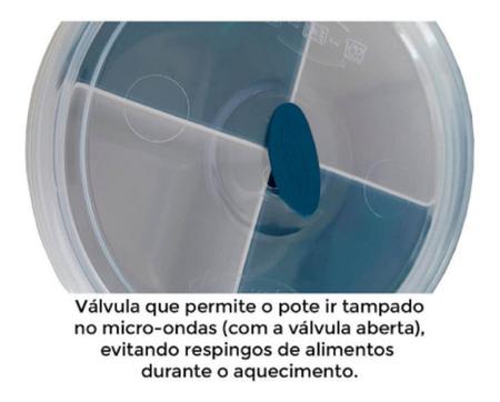 Pote De Marmita Almoço Fitness 1l 4 Divisórias Azul Petróleo - Plasvale Imagem de Pote De Marmita Almoço Fitness 1l 4 Divisórias Azul Petróleo