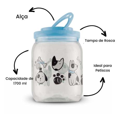 Imagem de Pote de Ração 1700ml Dog Azul Cachorro Filhote