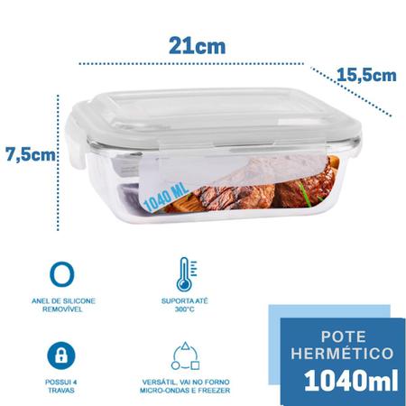 Imagem de Pote de Vidro 1040ML Vai ao Forno, Microondas Com Tampa 4Un