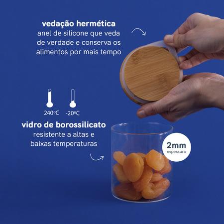 Pote de Vidro de Mantimentos 400ml C/ Tampa de Bambu Oikos Imagem de Pote de Vidro de Mantimentos 400ml C/ Tampa de Bambu Oikos