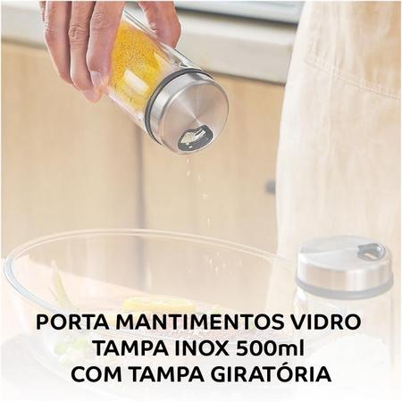 Imagem de Pote de Vidro Porta Condimento com Tampa Inox Giratoria 3 fases 500ml Mimo Style