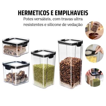 Imagem de Pote Hermetico Organizador Alimentos Empilhavel Trava 800ml