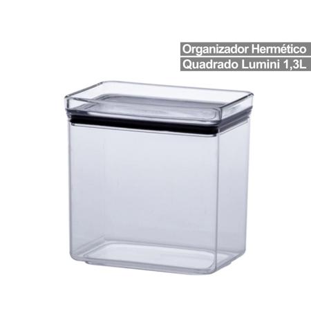 Imagem de Pote Hermético Recipientes Para Mantimentos Acrílico 1.300 ML Arroz Feijão Transparente Alimentos Empilhável