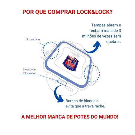Imagem de Pote Hermético Redondo 4 Travas Pequeno Lock&lock 300ml