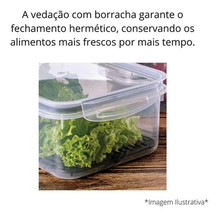 Imagem de Pote Hermético Retangular Com Escorredor 500 Ml Plasutil