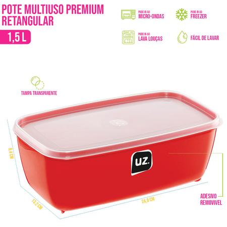 Imagem de Pote Multiuso 1,5L Micro-ondas Freezer Resistente Plástico Premium Congelador Organizador Cozinha
