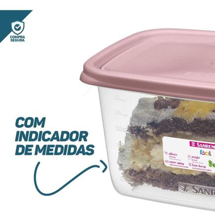 Pote Plástico Retangular Com Tampa Hermético 1,4l Sanremo Imagem de Pote Plástico Retangular Com Tampa Hermético 1,4l Sanremo