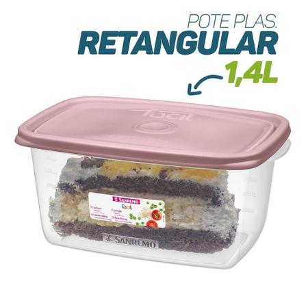 Pote Plástico Retangular Com Tampa Hermético 1,4l Sanremo Imagem de Pote Plástico Retangular Com Tampa Hermético 1,4l Sanremo