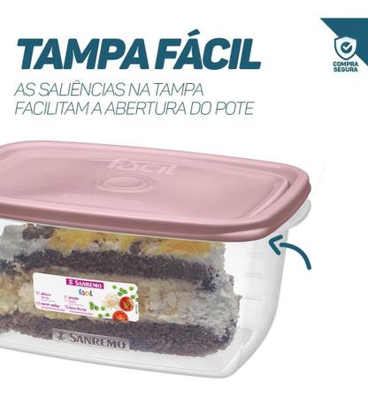 Pote Plástico Retangular Com Tampa Hermético 1,4l Sanremo Imagem de Pote Plástico Retangular Com Tampa Hermético 1,4l Sanremo