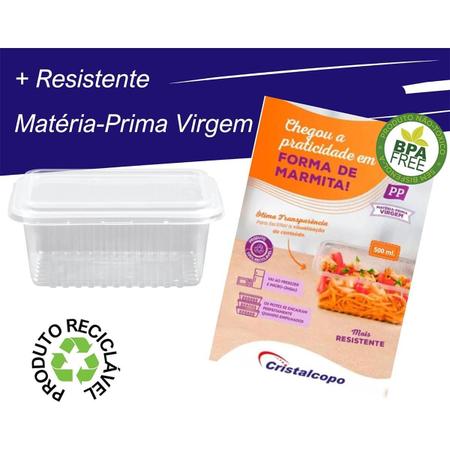 Imagem de Pote Retangula 500Ml C/25 Marmita Fitness Freezer Microonda