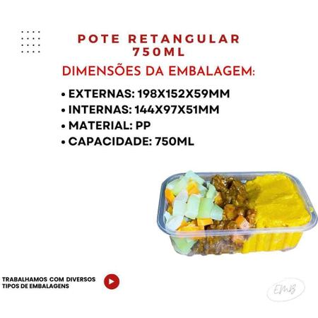 Imagem de Pote Retangular Embanet - 96 unidades