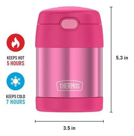Pote Térmico Funtainer Thermos 290ml - Rosa, Aço Inox Imagem de Pote Térmico Funtainer Thermos 290ml - Rosa, Aço Inox