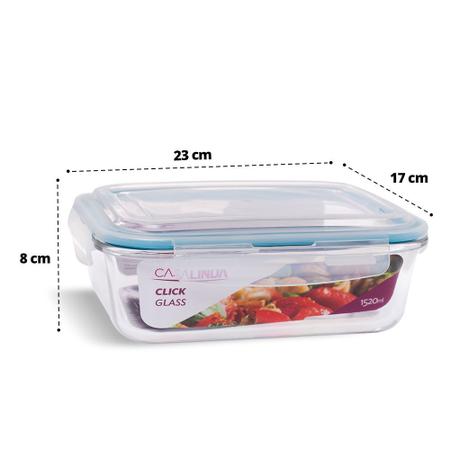 Pote Vidro Hermético Trava Retangular 1520ml Marmita - Casa Linda Imagem de Pote Vidro Hermético Trava Retangular 1520ml Marmita