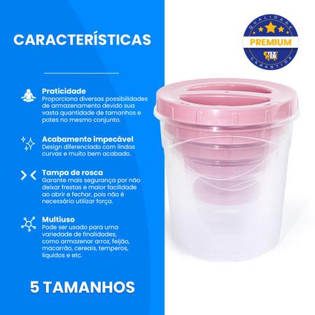 Porta Alimentos Potes Redondos Para Mantimentos Com Desenho De Galinha 5 Pç  - Injetemp - Porta mantimentos - Magazine Luiza