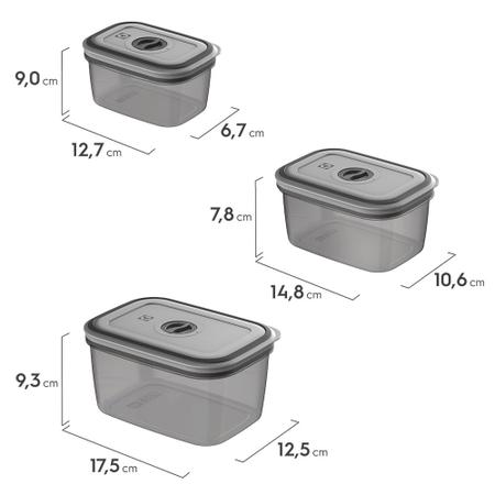 Imagem de Potes Herméticos Electrolux de Plástico Cinza Escuro Retangular com 8 Unidades