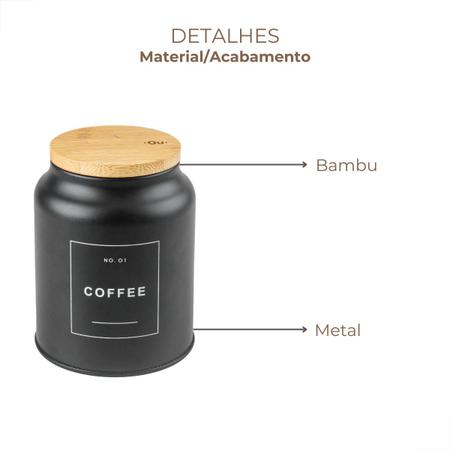 Imagem de Potes Herméticos Porta-mantimentos Coffee Com Tampa De Bambu