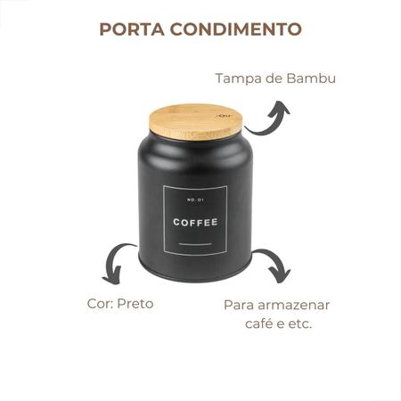 Imagem de Potes Herméticos Porta-mantimentos Coffee Com Tampa De Bambu