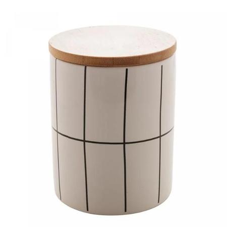 Imagem de Potiche de Cerâmica com Tampa de Bambu Turim Branco 10cm x 10cm x 12,5cm