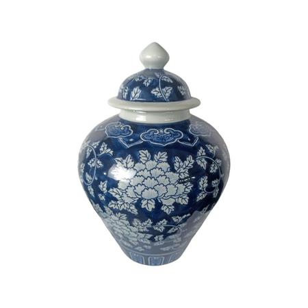 Imagem de Potiche Decorativa em Porcelana Azul e Branco - 23x34cm - Potiche de Design Sofisticado - Charme para Decoração de sua Casa!