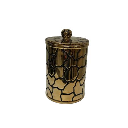 Imagem de Potiche em Cerâmica com tampa - dourado com preto - 18,5cm - 24161 - 8