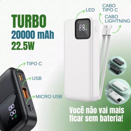 Imagem de Power Bank Carregador Portátil Turbo 20.000mah Com Anatel