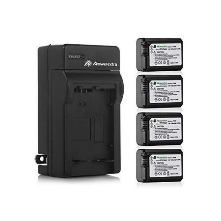 Imagem de Powerextra Bateria NP-FW50 e Carregador (4 Pacotes) p/ Sony Alpha a6500, a6300, a6000, a7 II, a7R II, a7S II, a5000, a5100
