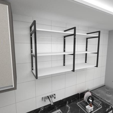 Imagem de Prateleira industrial para cozinha aço cor preto prateleiras 30 cm cor branca modelo ind11bc