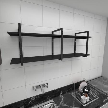 Imagem de Prateleira industrial para cozinha aço cor preto prateleiras 30cm cor preto modelo ind05pc