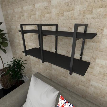 Imagem de Prateleira industrial para Sala aço cor preto prateleiras 30 cm cor preto modelo ind23psl