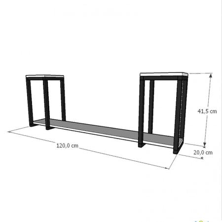 Imagem de Prateleira industrial suspensa estante parede nicho cinza ferro e madeira suporte pratileira