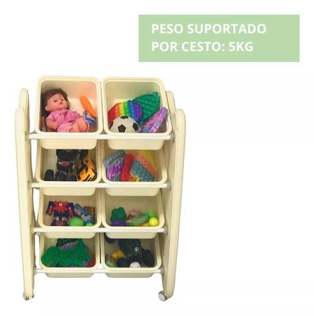 Prateleira infantil organizadora de brinquedos com rodinhas bw285