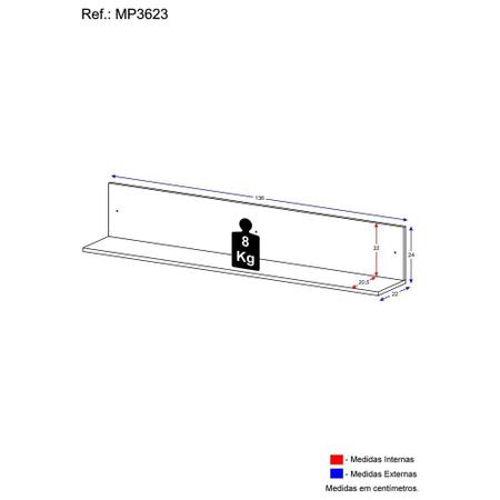 Imagem de Prateleira Nicho Decorativo 136 cm Multimóveis Branca