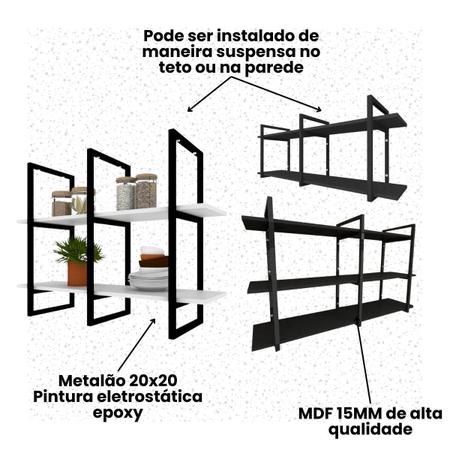 Imagem de Prateleira suspensa teto prateleira industrial Branco estante de parede prateleira mdf nichos para cozinha prateleira industrial cozinha
