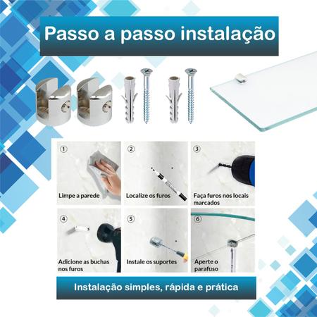 Prateleira vidro porta shampoo 50 cm x 15 cm x 8 mm incolor - Perfecta Glass Imagem de Prateleira vidro porta shampoo 50 cm x 15 cm x 8 mm incolor