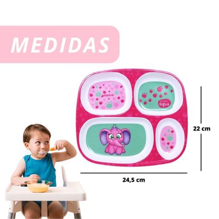 Imagem de Prato Bebe Infantil Com Divisória Introdução Alimentar Pratinho Personagens Alimentação