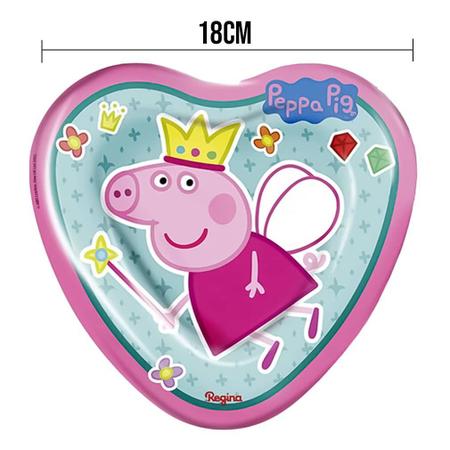 Imagem de Prato Coração Peppa Pig Princesa - 8 Unidades