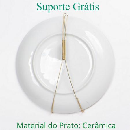 Imagem de Prato de Parede Porcelana Sobremesa Ø20cm Acompanha Suporte de Parede