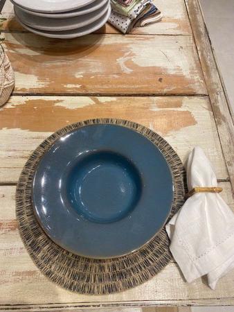 Imagem de Prato fundo chapéu azul acquamarine ceramica organica arte 28cm