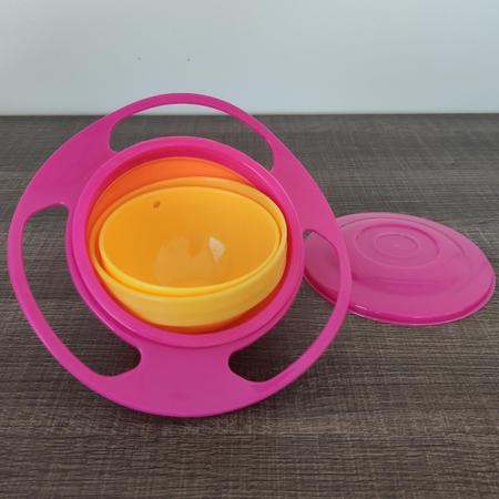 Prato Mágico Giratório Giro 360º Bowl Buba Não Cai Comida Infantil Rosa