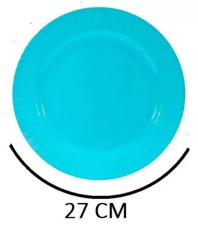 Imagem de Prato Redondo Azul de Melamina 27cm Fundo Raso Havana Blue