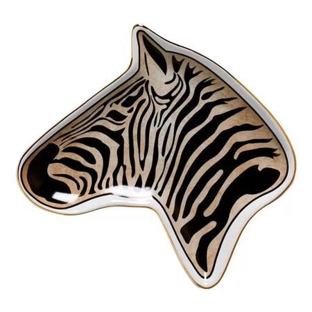 Imagem de Prato sobremesa cabeca zebra  c/ouro